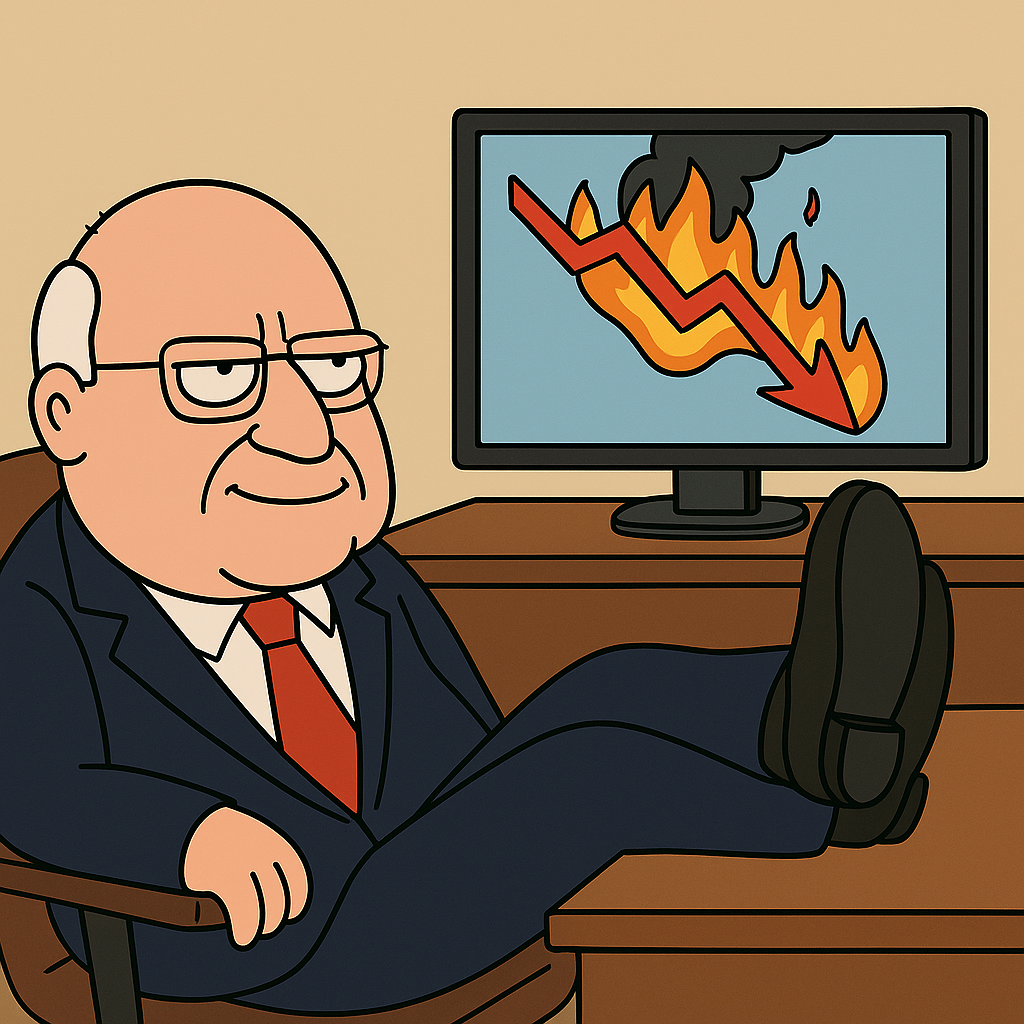 Dick Chainy watching market crash meme